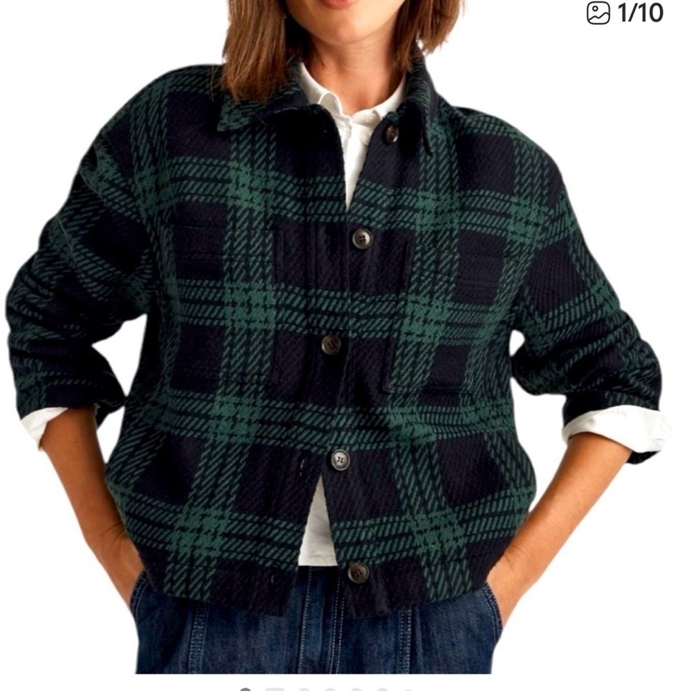 Madewell Plaid Green and Black Women's Jacket